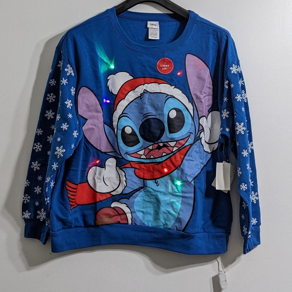 NEW Disney Stitch Women's Christmas Light Up Pullover Sweatshirt, Size 3XL(21)